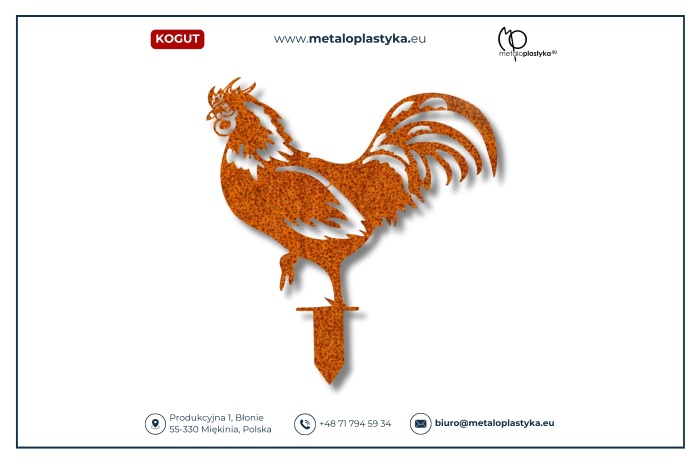Kogut ozdoba ogrodowa z metalu z CORTENY
